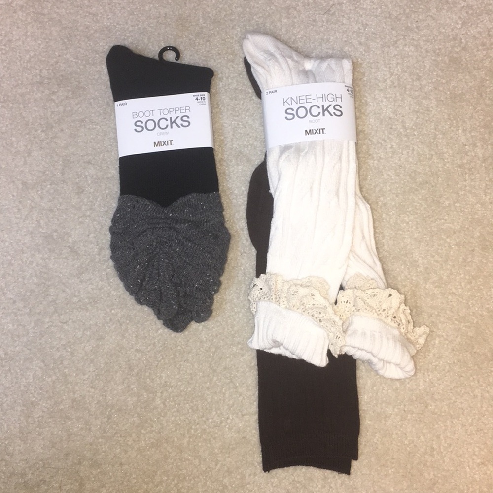 1 pair Boot Topper Socks/ 2 Pairs Knee High Socks